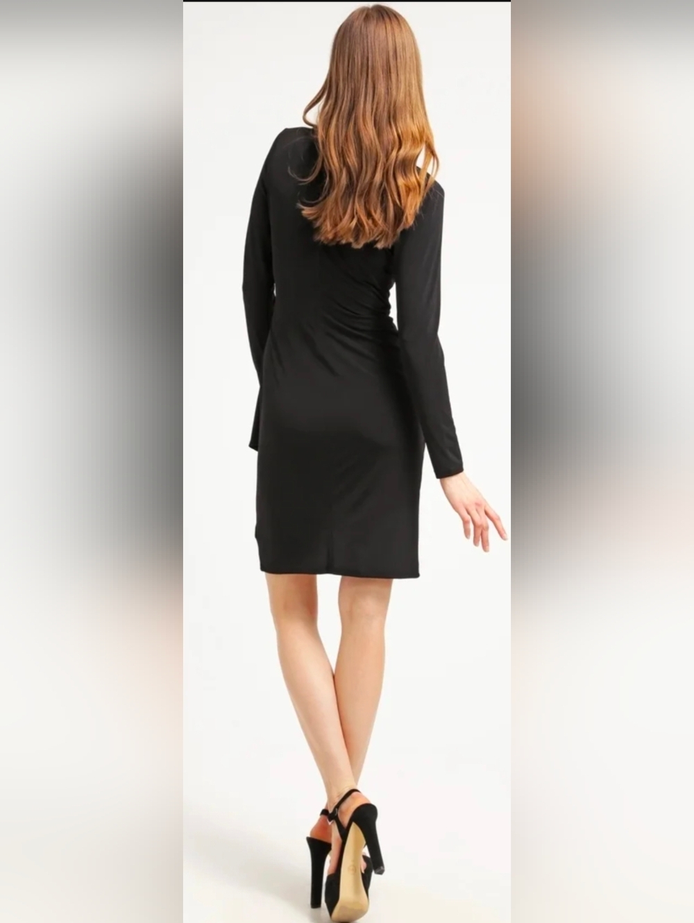 Michael Kors Black Long Sleeve Jersey Mini Wrap Dress - Picture 3 of 5